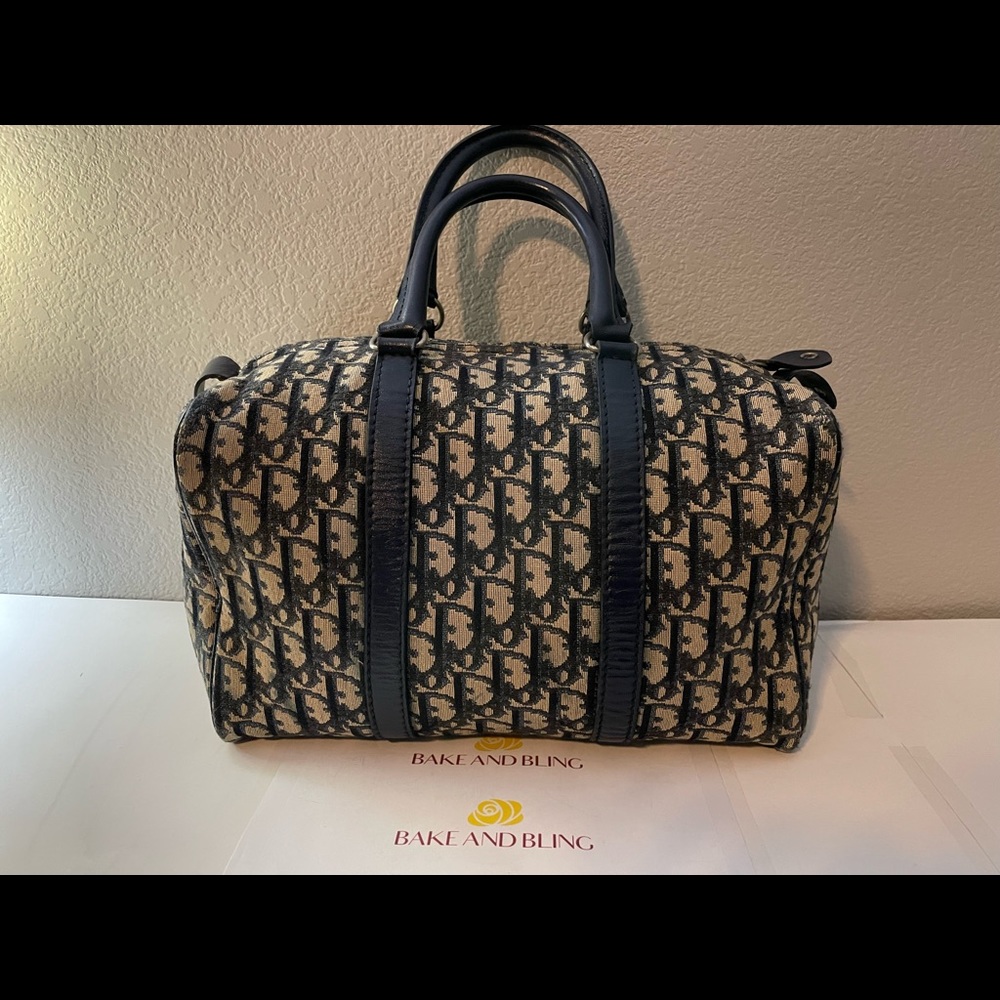 Christian Dior oblique/trotter boston bag.  Measurements 12” W X  7. 5 “H
